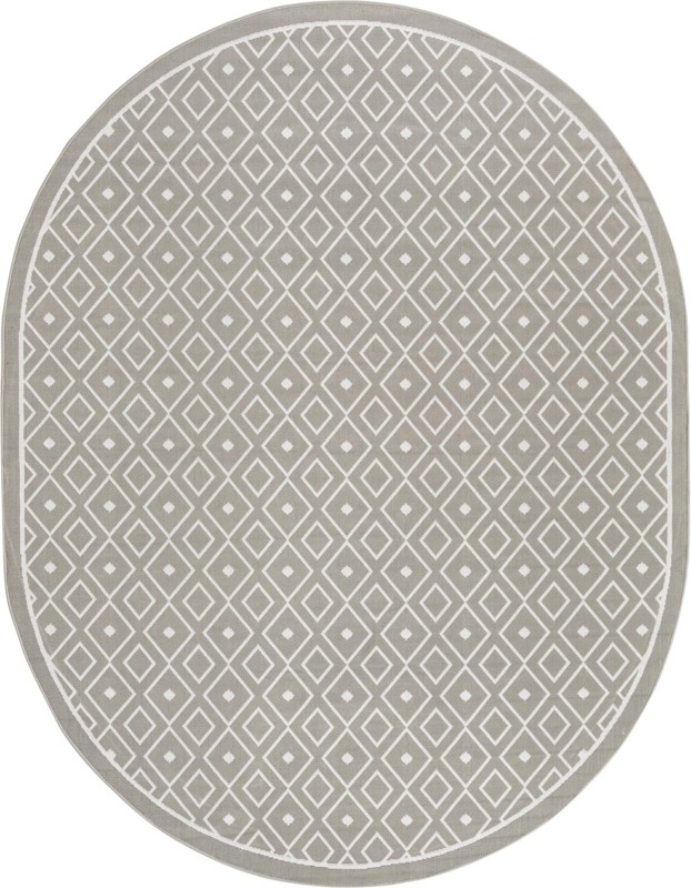 7' 10 x 10' Revell · Diamond lattice Outdoor Rug, gray and white
