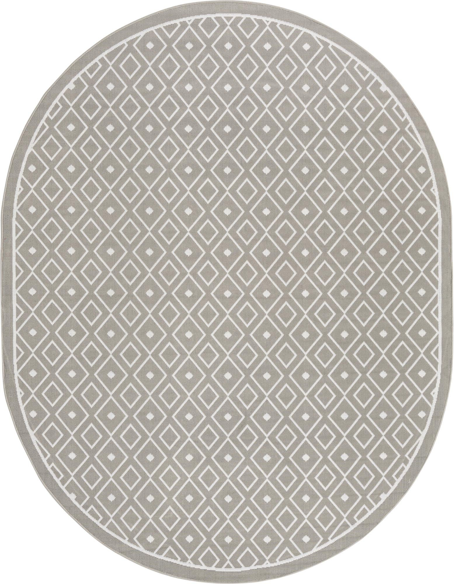 7' 10 x 10' Revell · Diamond lattice Outdoor Rug, gray and white