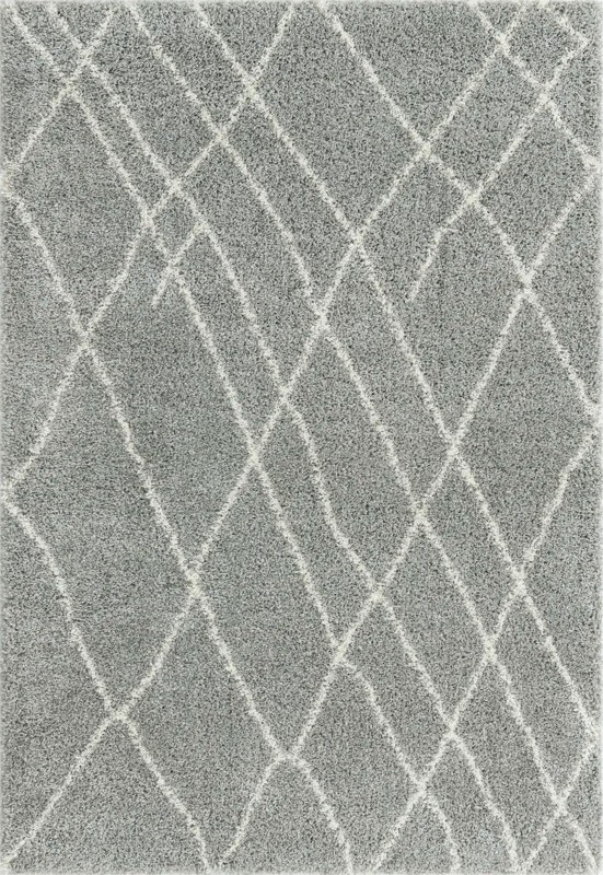 6' x 9' Clearbrook · Diamond Shag Rug, cloud gray