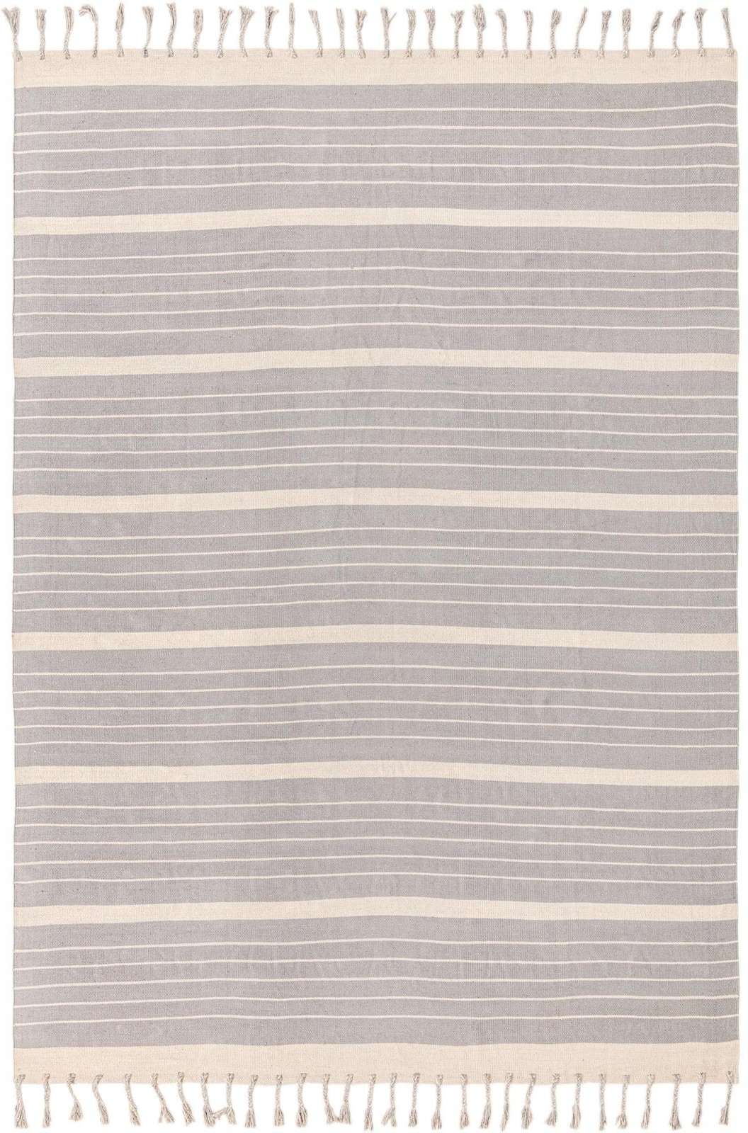 10' x 14' 1 Ottley · Striped Chindi Rug, gray and cream