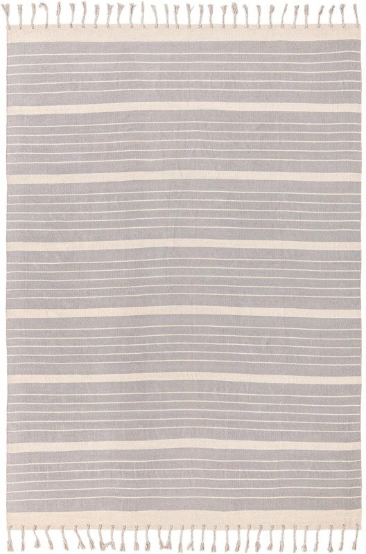 Ottley · Striped Chindi Rug, gray and cream