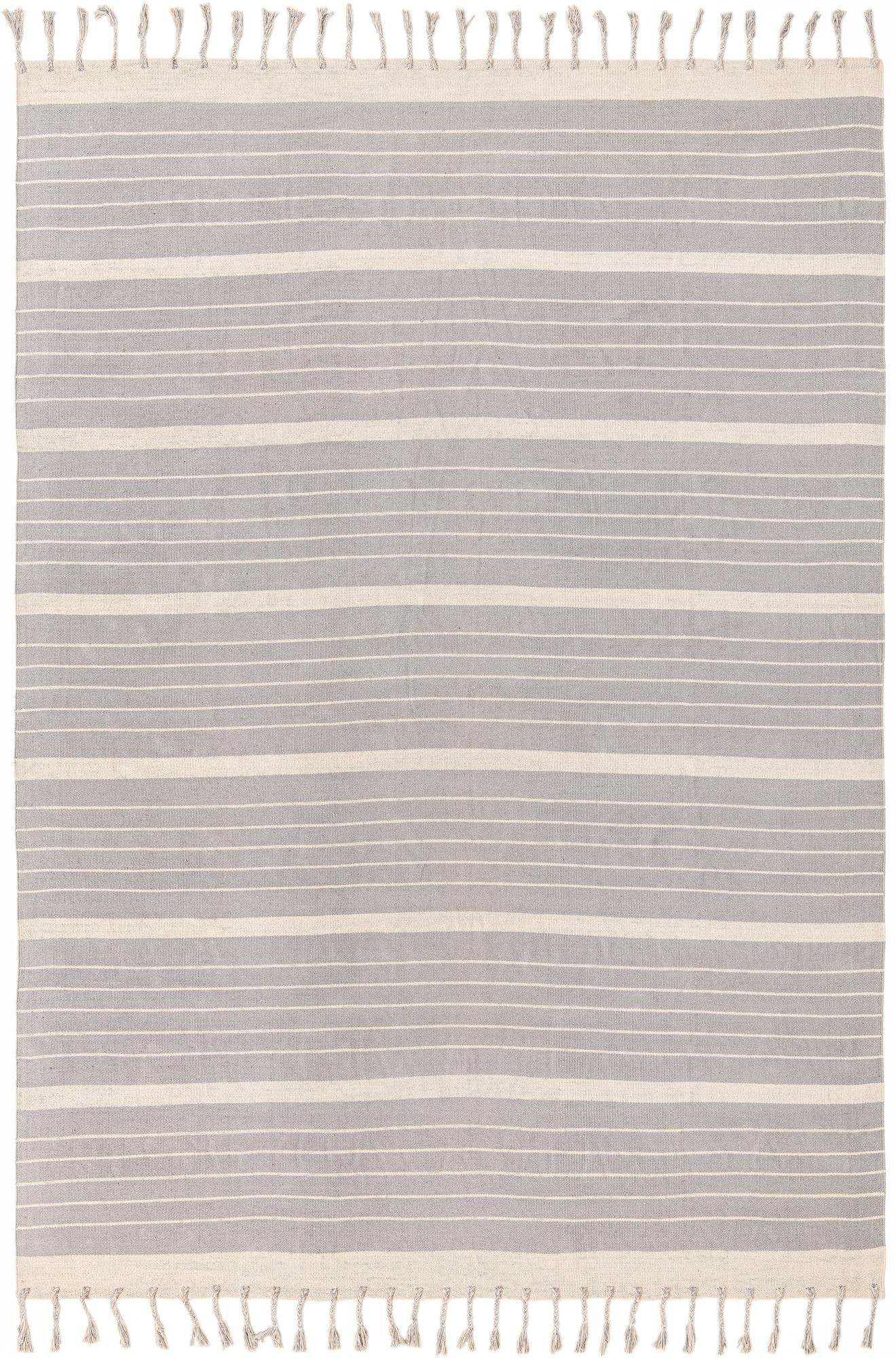 10' x 14' 1 Ottley · Striped Chindi Rug, gray and cream
