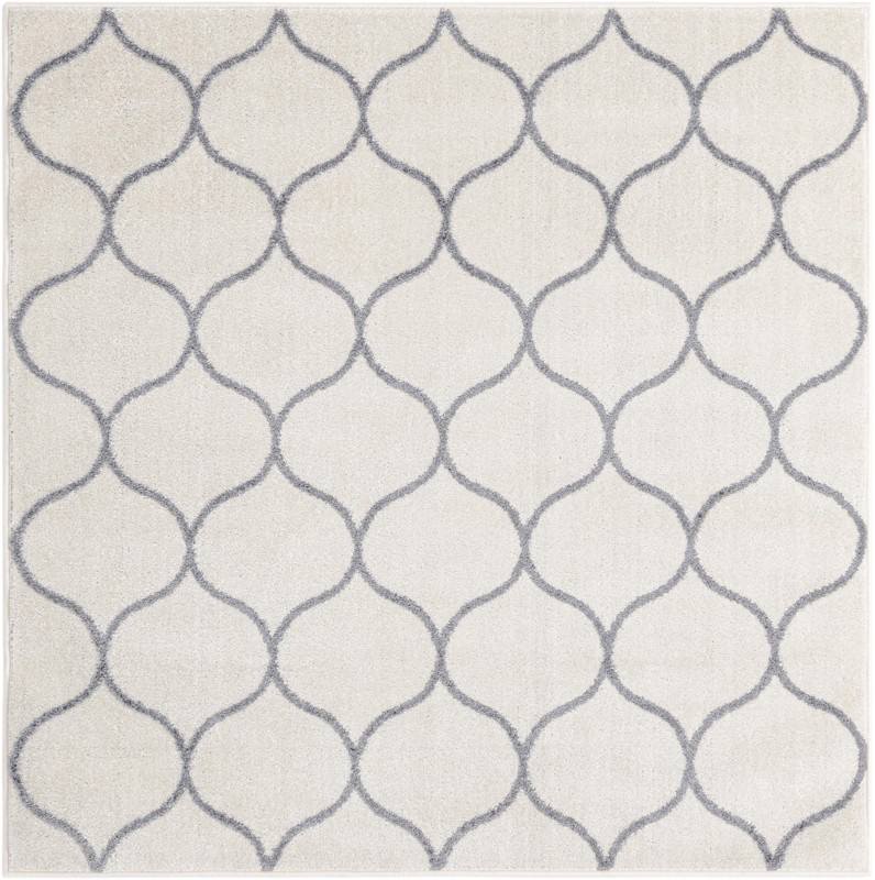 5' 3 x 5' 3 Ingram · Lattice rug, ivory and gray