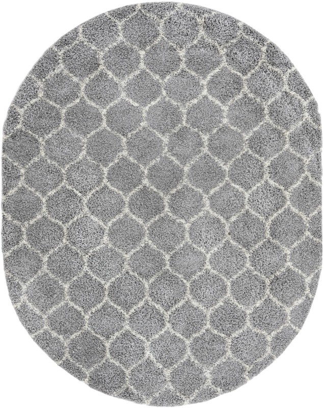 7' 10 x 10' Barnett · Lattice Shag Rug, gray and ivory