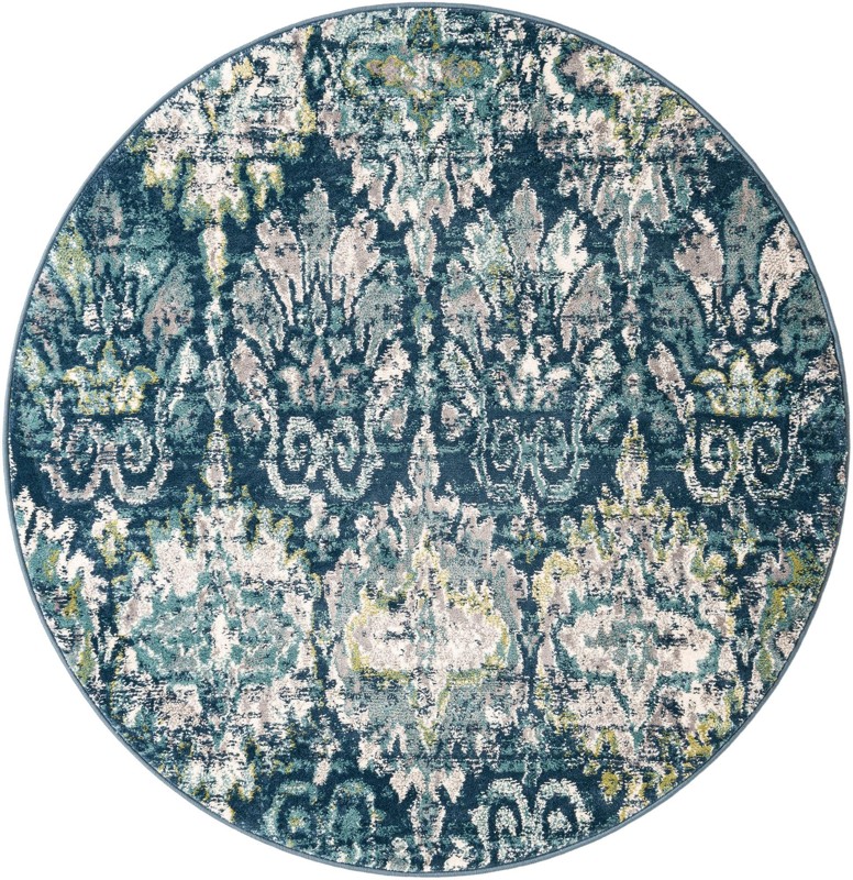 5' x 5' Nettleton · Damask rug, navy