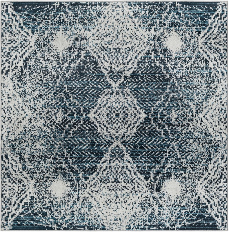 Brower · Medallion Washable Rug, navy and light blue