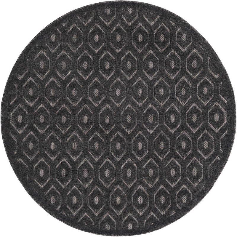5' 3 x 5' 3 Roanoke · Geometric diamond Outdoor Rug, charcoal and ivory