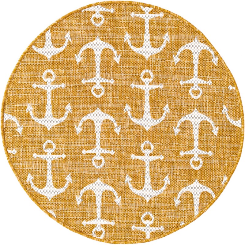 3' x 3' Millbrook · Pictoral Outdoor Rug, yellow