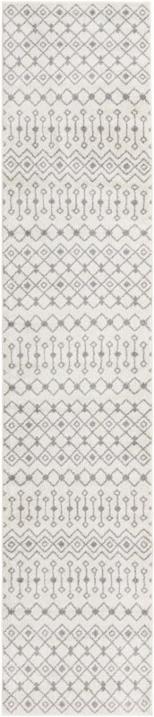 3' 3 x 16' 5 Boswell · Geometric lattice rug, ivory and gray