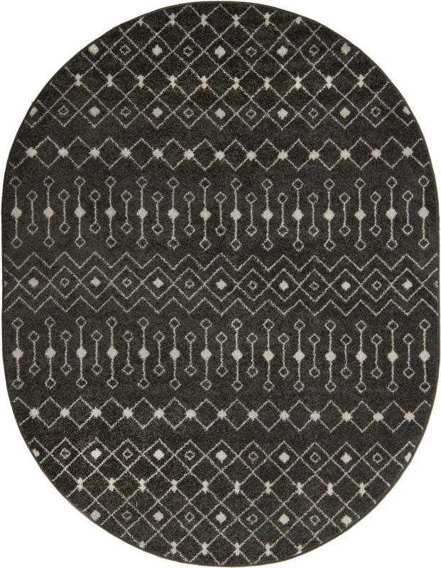 7' 10 x 10' Boswell · Geometric tribal rug, dark gray and ivory