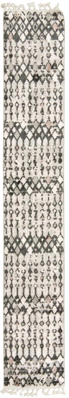 2' x 12' Josephine · Geometric tribal rug, sand and gray