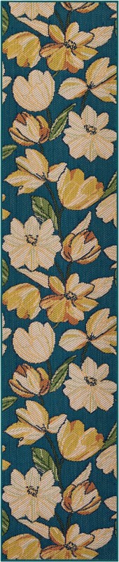 Lyndon · Floral / botanical Outdoor Rug, blue