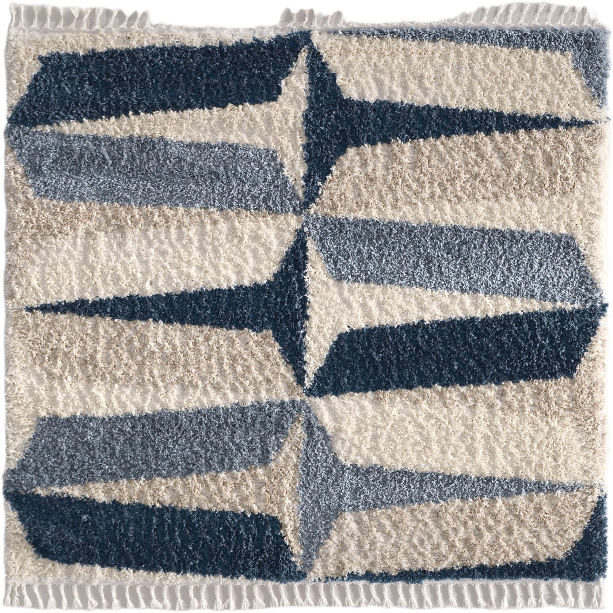 7' x 7' Bridger · Geometric Shag Rug, blue