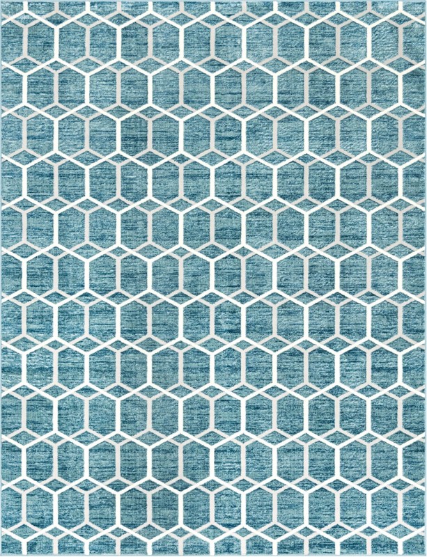 9' x 12' 2 Babcock · Geometric rug, blue