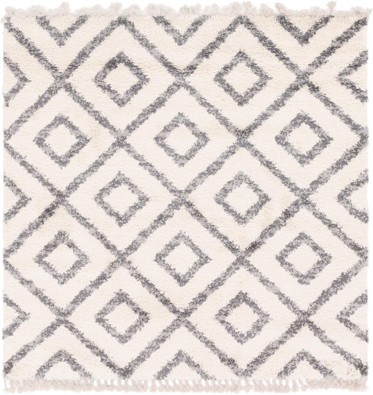 Tunstall · Diamond lattice Shag Rug, ivory and gray
