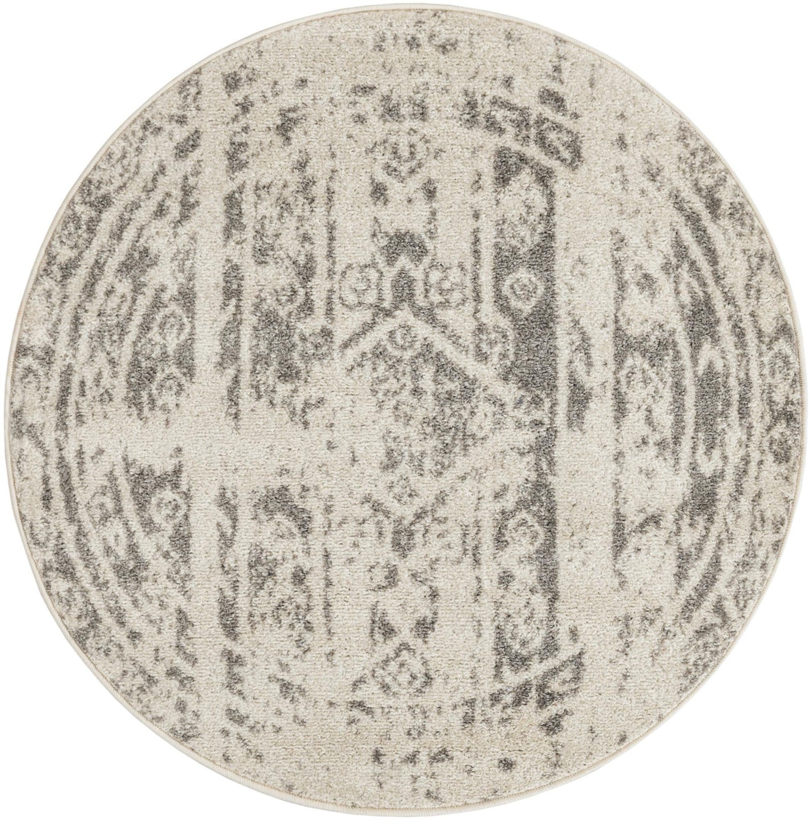3' x 3' Underhill · Border rug, ivory and gray