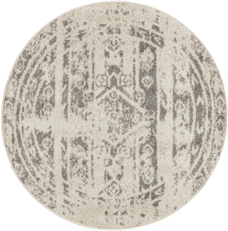 3' x 3' Underhill · Border rug, ivory and gray