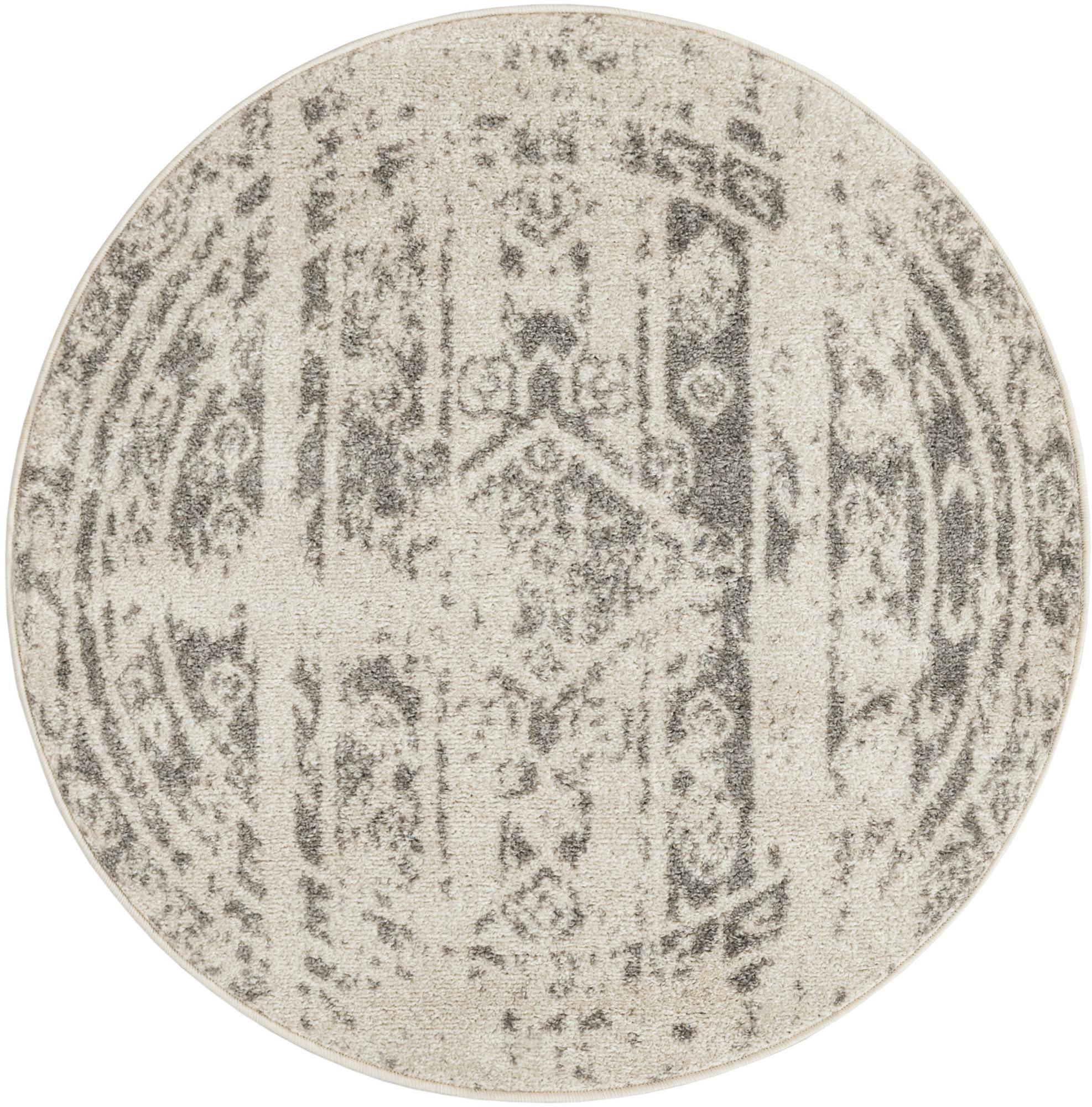 3' x 3' Underhill · Border rug, ivory and gray