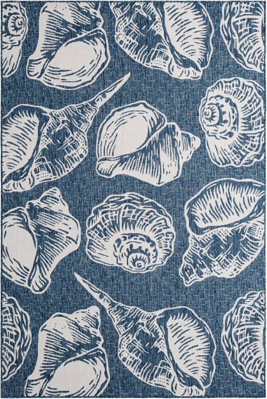 6' x 9' Arcata · Pictoral Outdoor Rug, navy blue and ivory