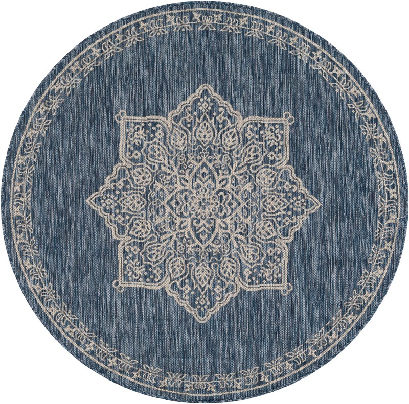 Rhys · Border Outdoor Rug, blue
