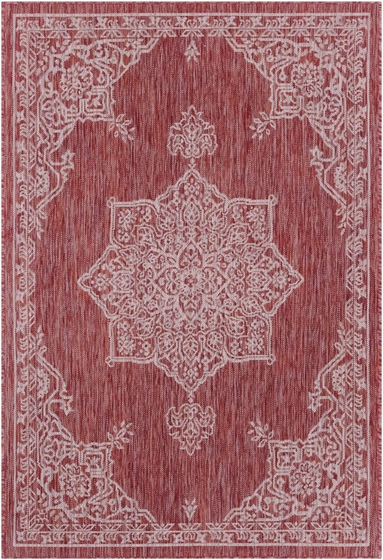 4' x 6' Rhys · Border Outdoor Rug, rustred