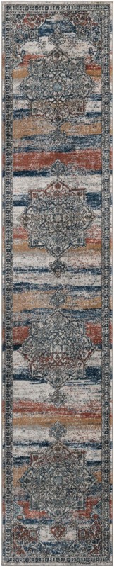 2' 7 x 13' Wade · Border rug, multi