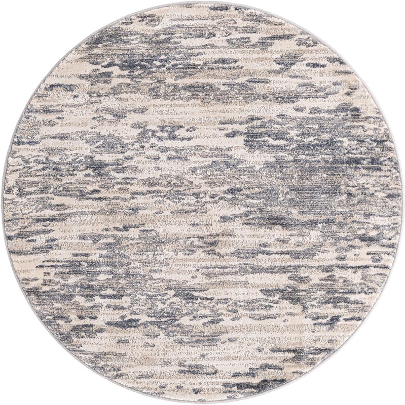 4' x 4' Ochre · Abstract rug, navy and ivory