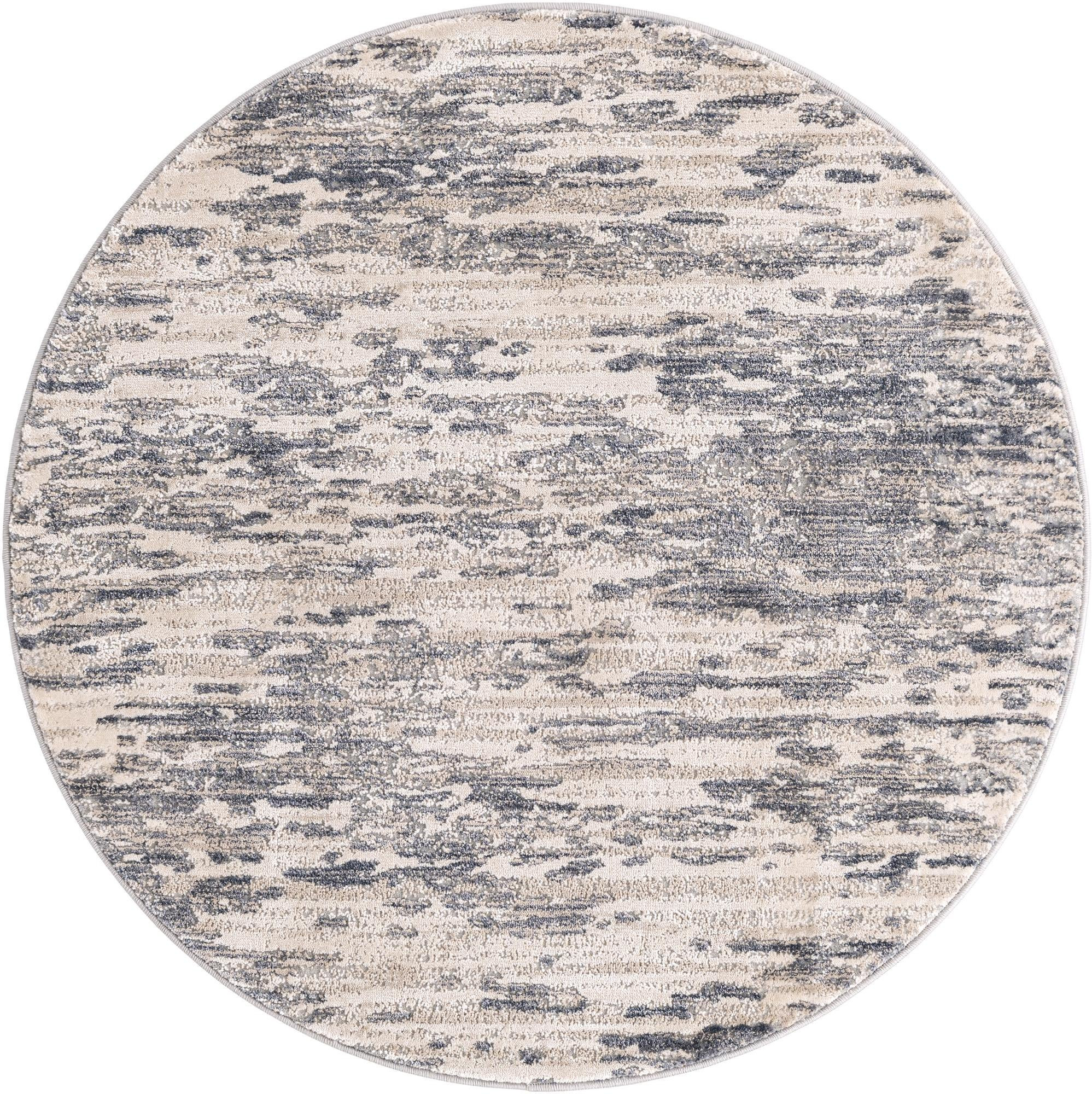 4' x 4' Ochre · Abstract rug, navy and ivory