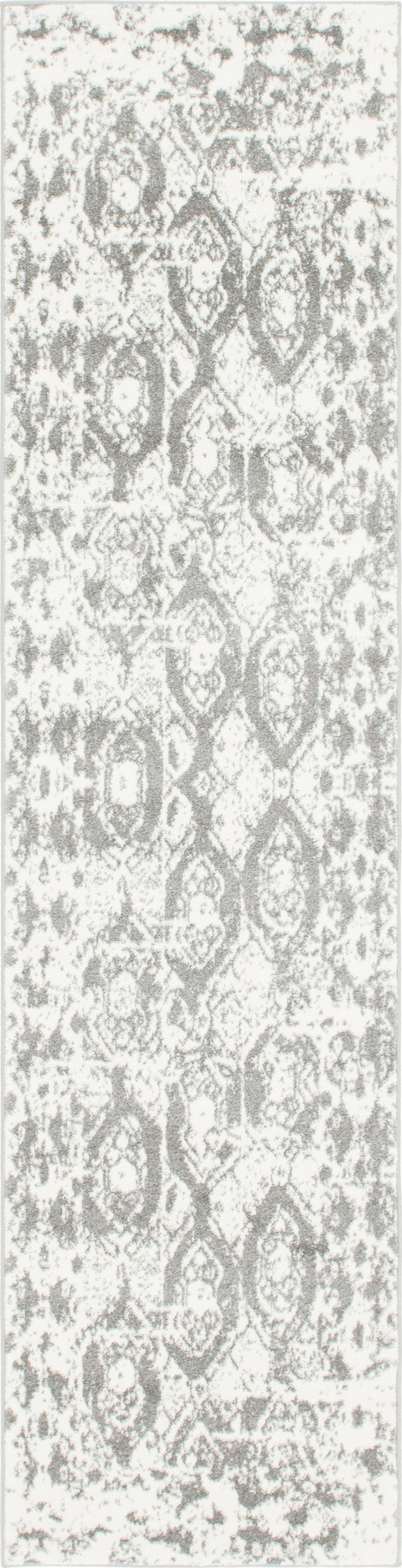 2' 7 x 10' Marfa · Distressed medallion rug, gray and ivory