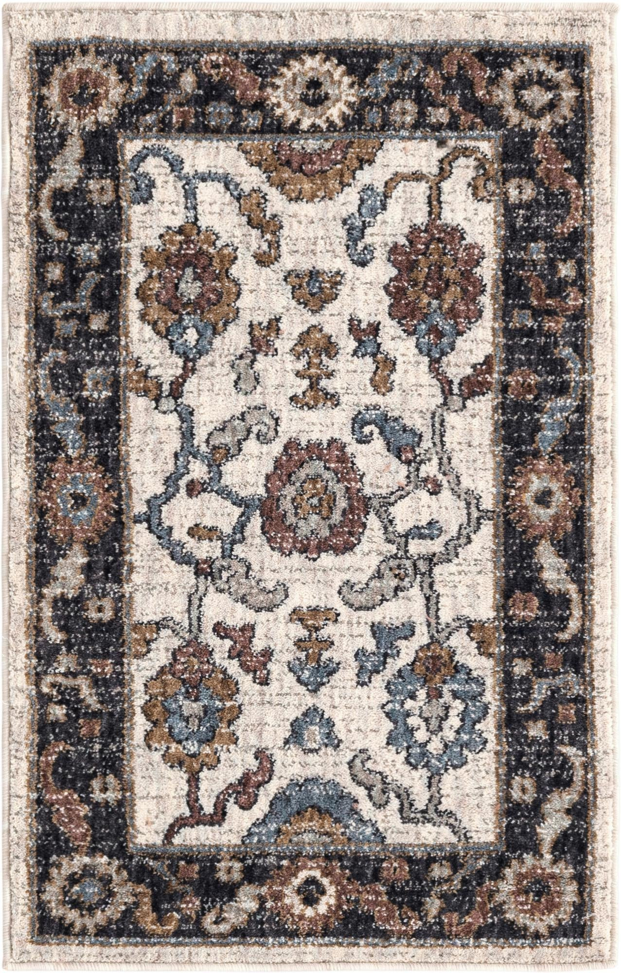 2' x 3' Lancey · Border rug, ivory