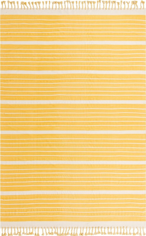 10' x 14' 1 Ottley · Striped Chindi Rug, yellow and white