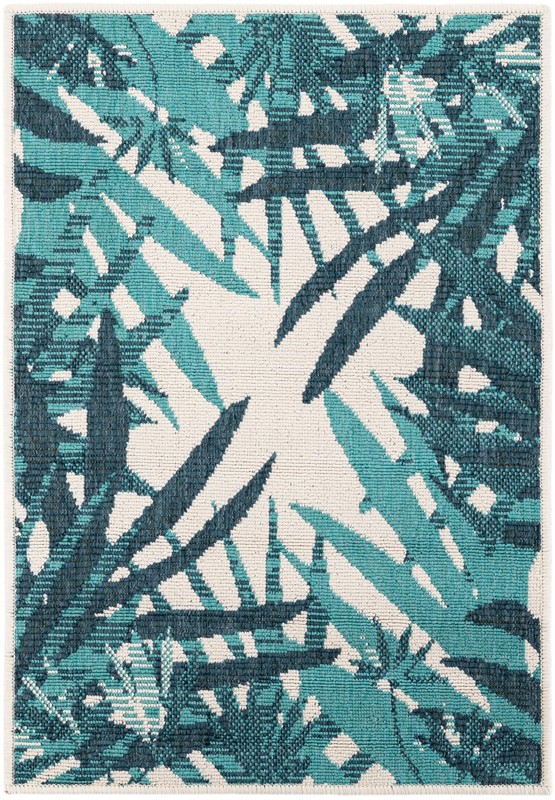 2' x 3' Heron · Floral / botanical Outdoor Rug, teal blue