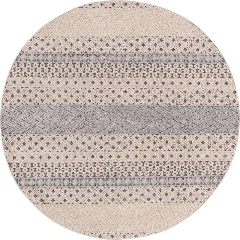 7' x 7' Fletcher · Geometric diamond rug, beige and gray