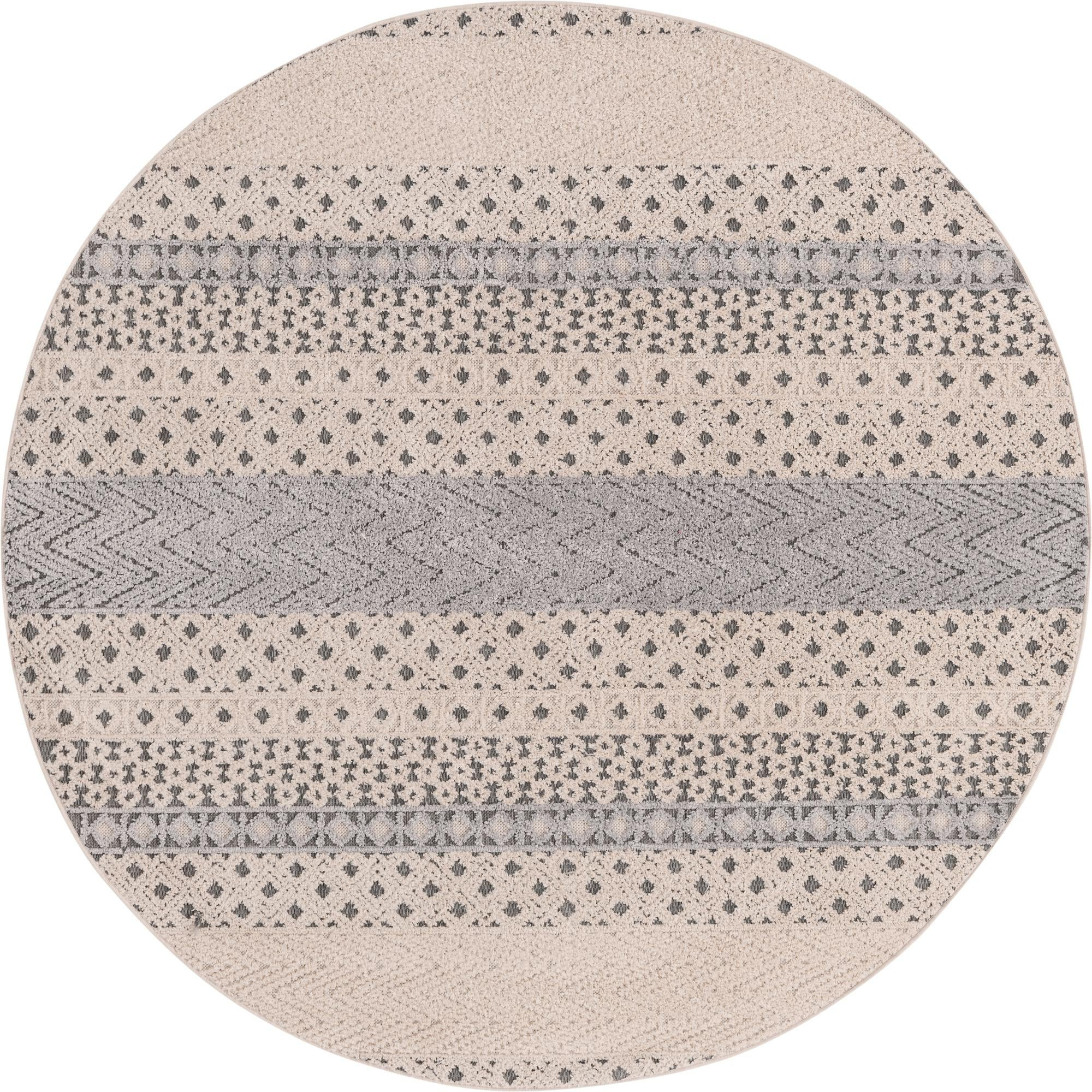 7' x 7' Fletcher · Geometric diamond rug, beige and gray