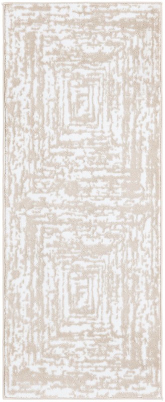 2' x 5' Wrenfield · Abstract bordered rug, bone and beige