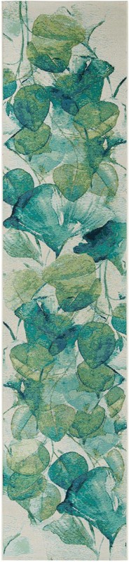 Lomax · Botanical leaf Outdoor Rug, teal and green