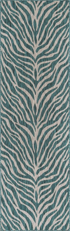 2' 7 x 10' Abney · Animal print Outdoor Rug, teal