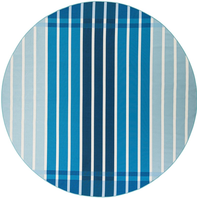 7' 10 x 7' 10 Lomax · Striped Outdoor Rug, shades of blue