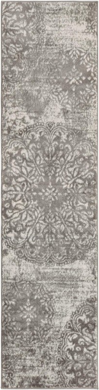 2' x 8' Blakemore · Distressed medallion rug, gray and ivory