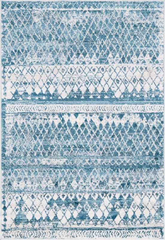 4' x 6' Collier · Border rug, blue