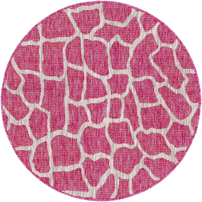 4' x 4' Stillwater · Animal print Outdoor Rug, fuschia