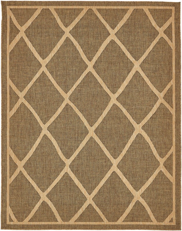 9' x 12' Fanshawe · Diamond Outdoor Rug, brown, tan and gold