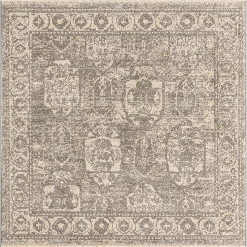 4' x 4' Pullman · Border rug, gray