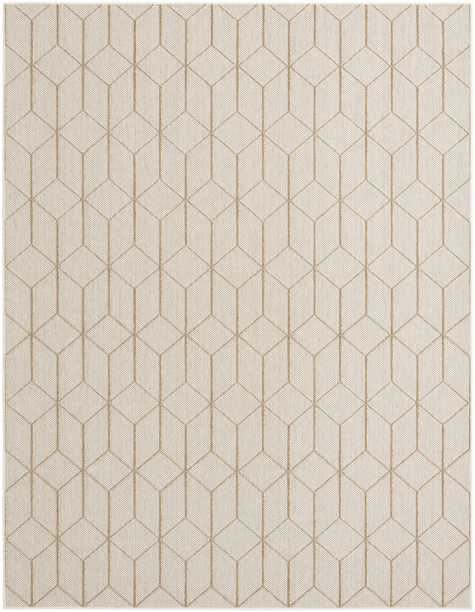 7' 10 x 10' Jasper · Geometric diamond Outdoor Rug, beige and cream