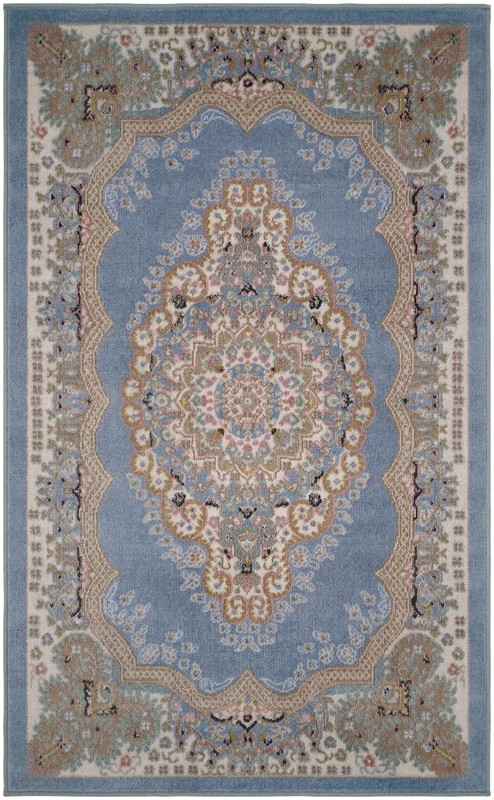3' 3 x 5' 3 Candlelight · Medallion Washable Rug, light blue and ivory