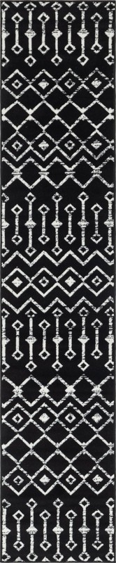 2' x 9' 10 Dudley · Chevron rug, black