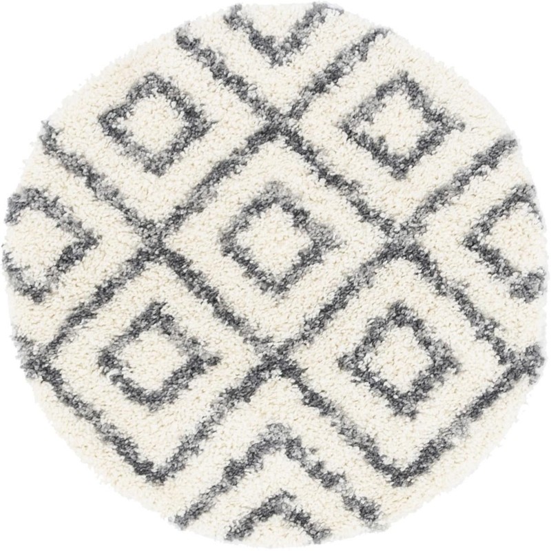 Tunstall · Diamond lattice Shag Rug, ivory and gray