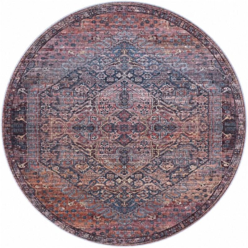 5' 3 x 5' 3 Darnell · Medallion rug, rust and navy