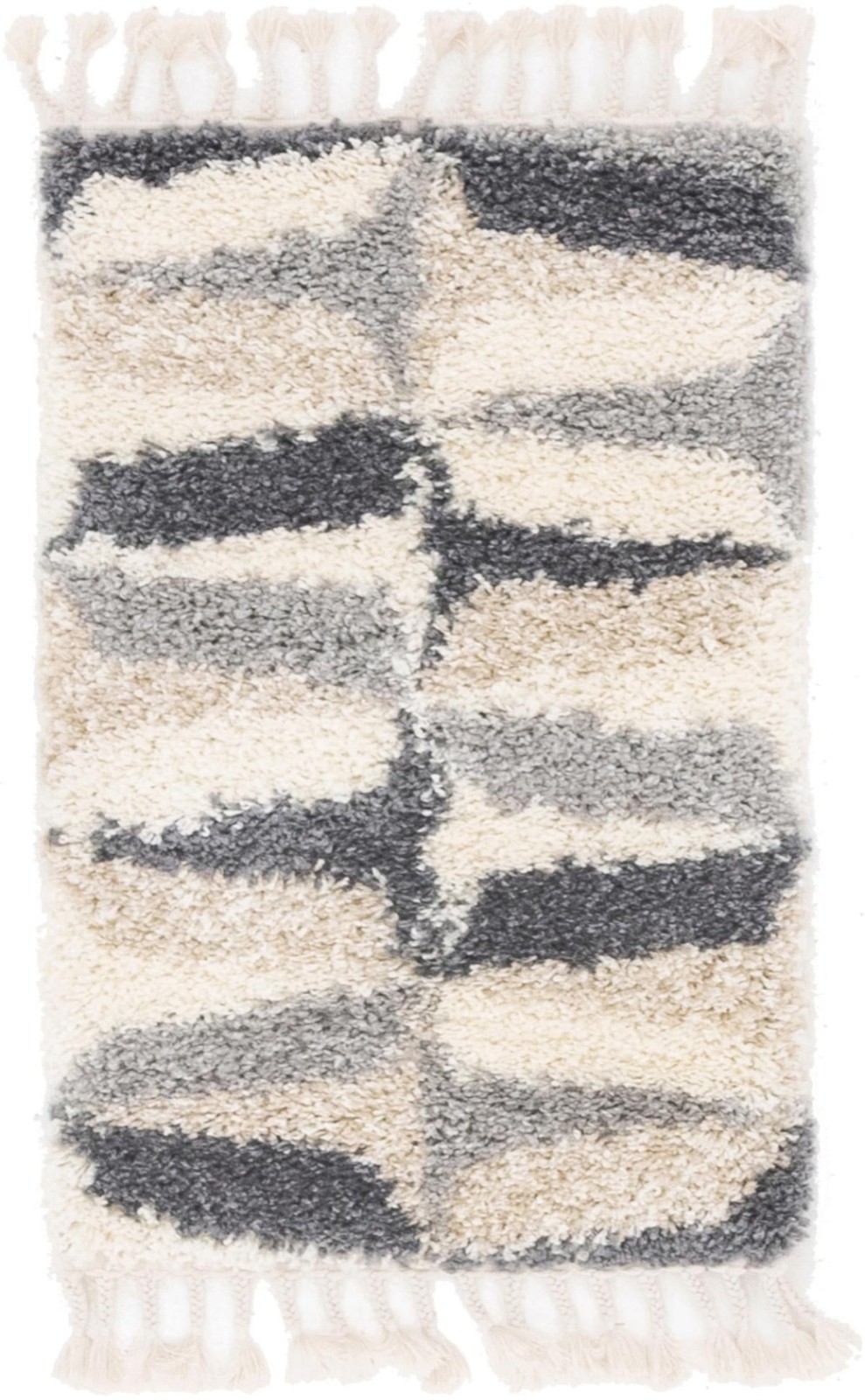2' 2 x 3' Bridger · Geometric shag rug, gray and ivory