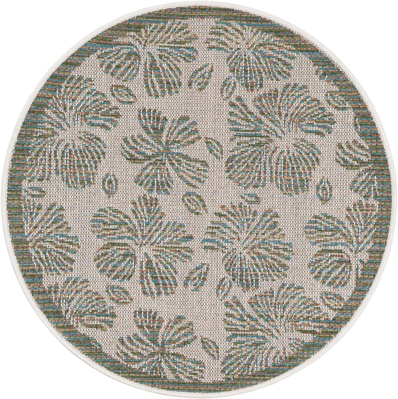 Cortland · Floral / botanical Outdoor Rug, ivory and beige